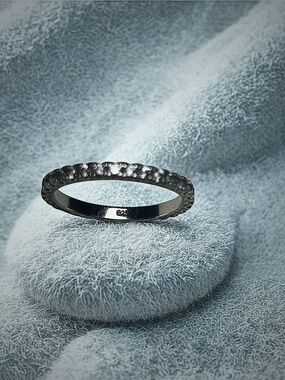 Sterling Silver 925 Eternity Band Ring • CZ Pave • Women’s Stacking Ring